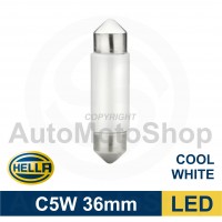 LED C5W 36mm 6000K SUPERWHITE SV8.5-8 Festoon K10W 6xdiodes 1gb Hella (Vācija) 8GL 178 560-561 auto spuldze 12V